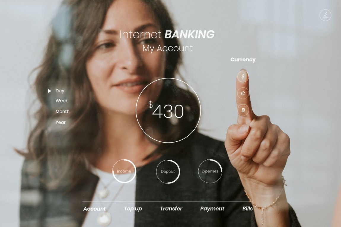 Digital banking using an interactive screen